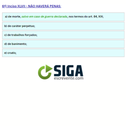 Espécies de penas proibidas no Brasil (art. 5º, XLVII)